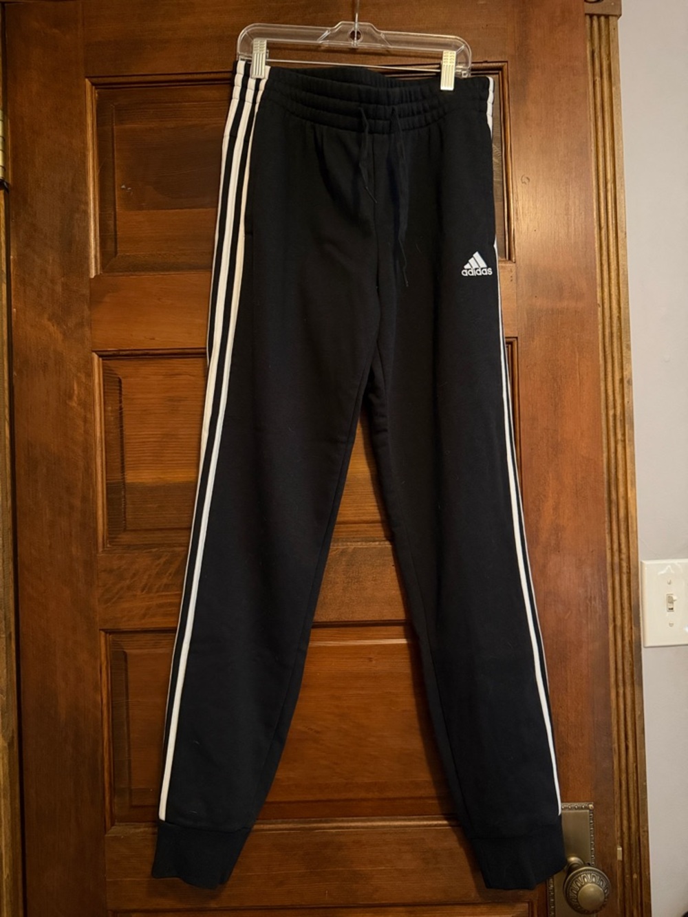NWT Adidas Essential Striped Black Joggers
